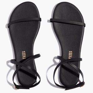 TKEES MJ Black Leather Strappy Sandals